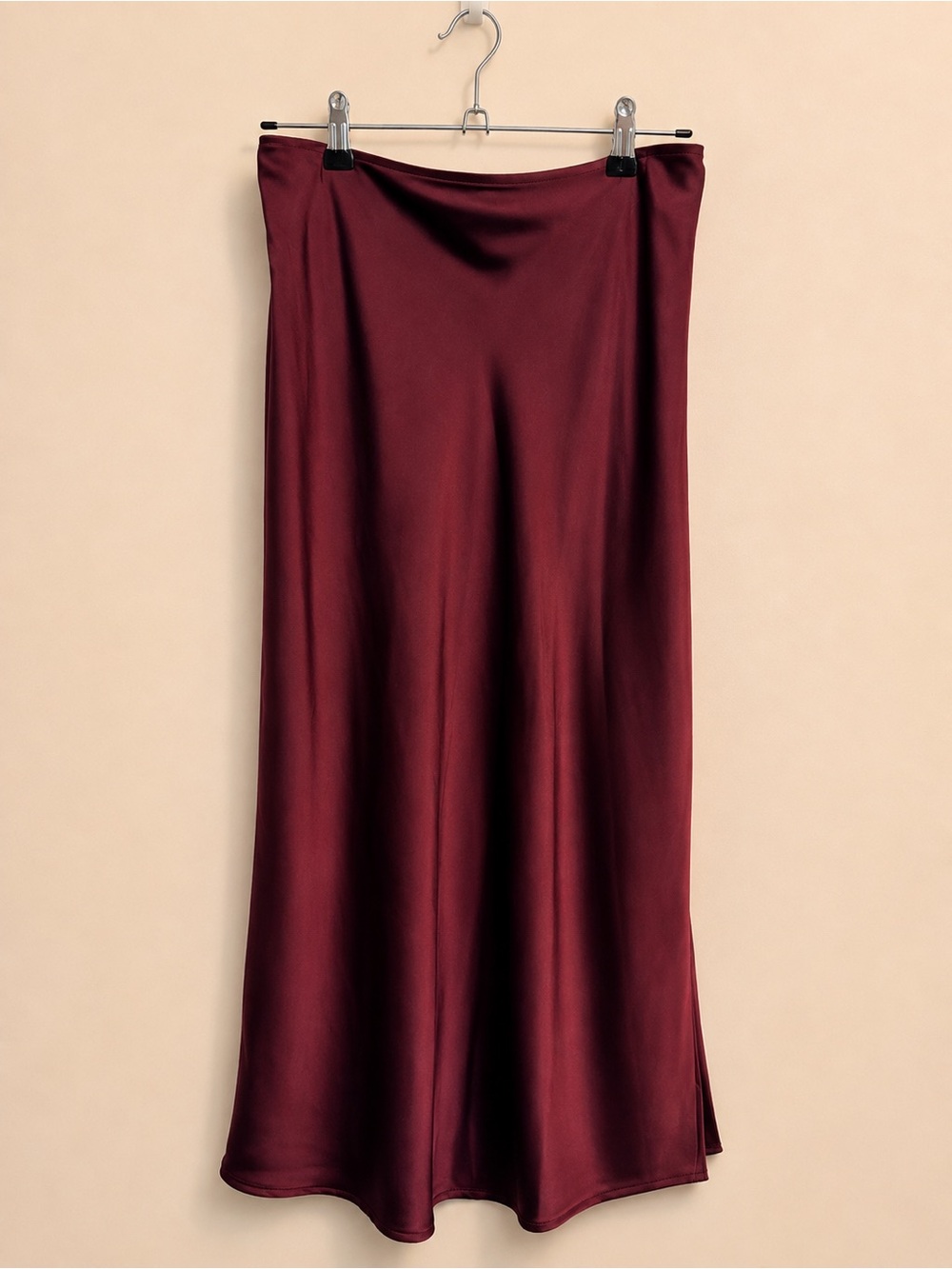 NWOT Old Navy Burgundy Satin Midi Slip Skirt High Waisted Medium Petite (MP)